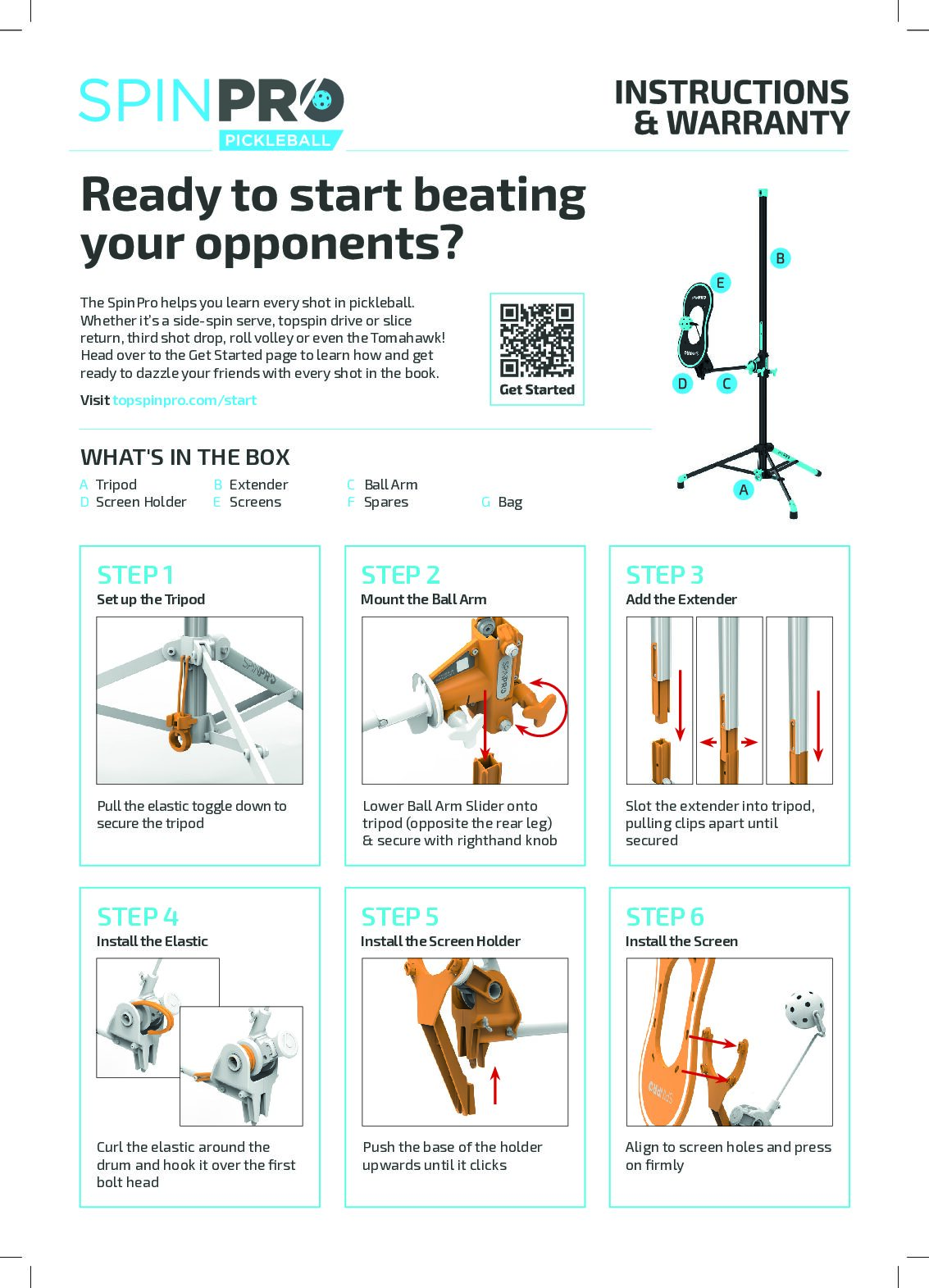 SpinPro for Pickleball Usage Instructions PDF